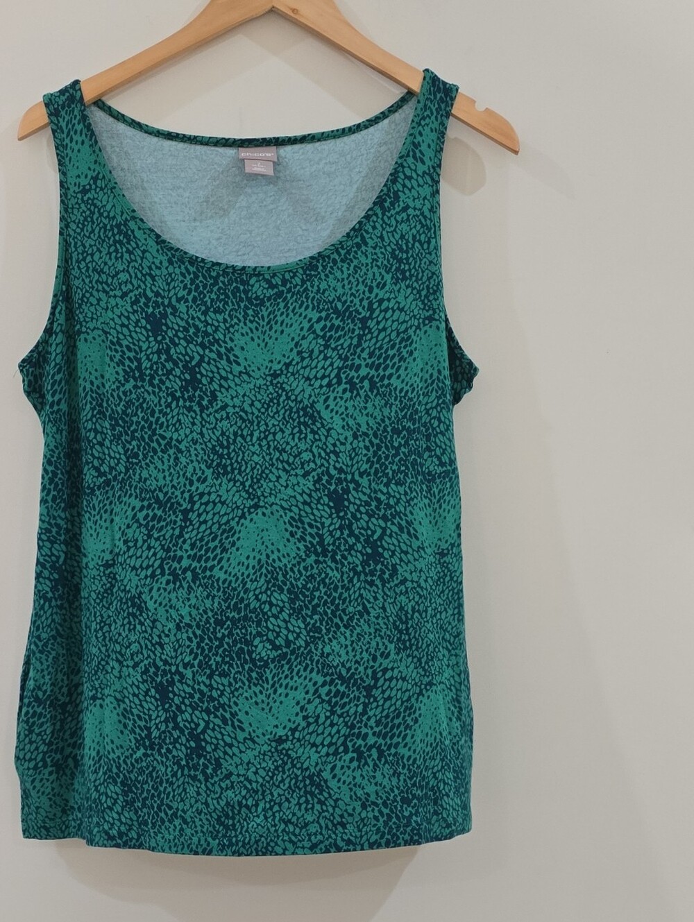 Chico's Size 2 Or US 12/14 Sleeveless Green Tonal Dot-Print Tank Top Scoop Neck